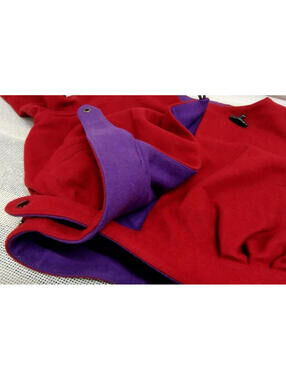 JEAN PAUL GAULTIER 1980s Purple Red Wrap Wool Short Coat High Waist Jacket Med